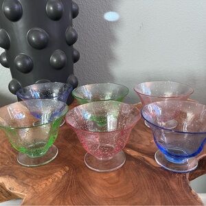 Vintage 1980 bubble blown glass pedestal dessert bowls 🍨